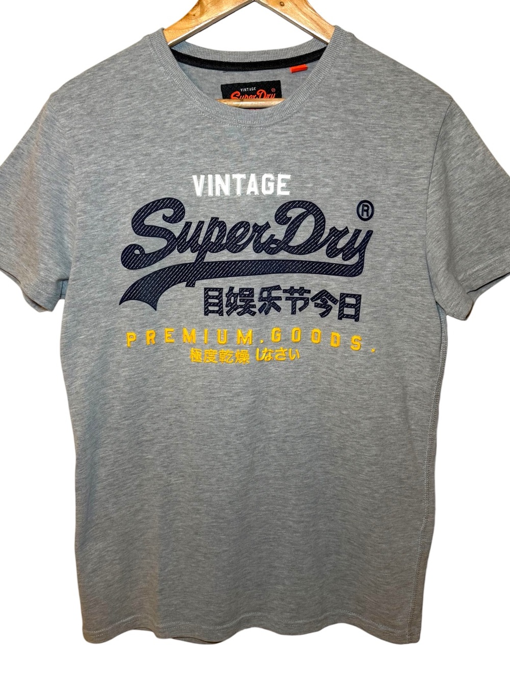 SuperDry Vintage Logo Tee Gray Japanese Graphic Mens Size M Premium